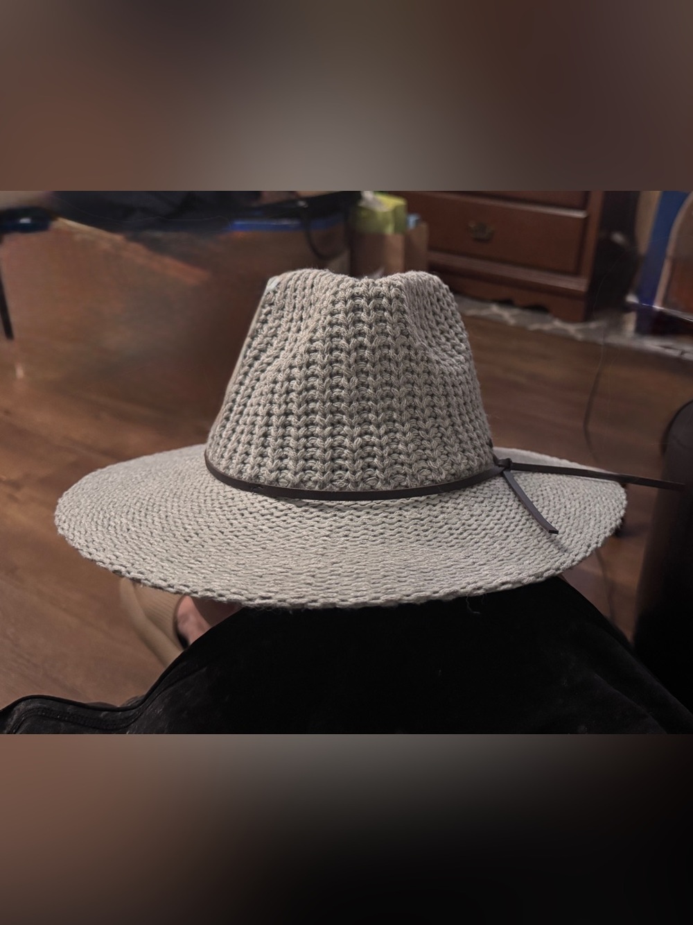 C.C Gray Woven Fedora with Slim Dark Trim Fall Winter